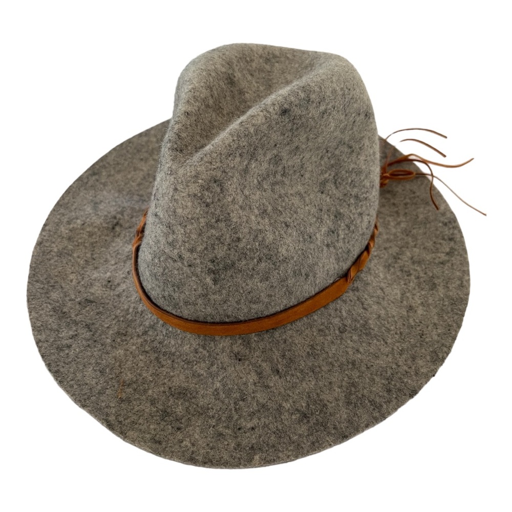 Felt wool fedora 100% Wool Hat womens leather Boho L rancher - Picture 4 of 16